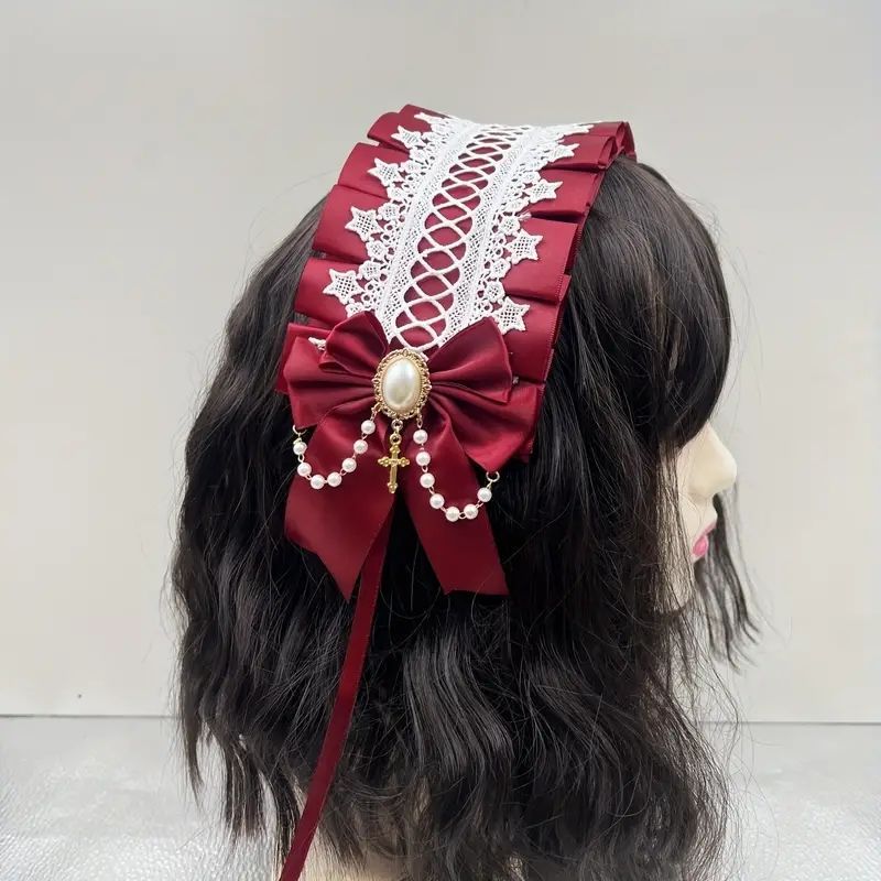 Lolita lolita lolita Headband Mũ Gothic Tóc Kẹp Tối Ban Đầu Chữ Thập Thiên Thần Phụ Kiện Tóc Ren