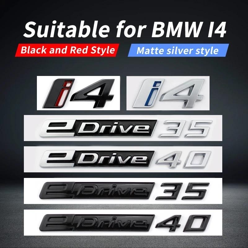 Thích hợp cho sửa đổi huy hiệu xe BMW i4, huy hiệu phía sau edrive35 edrive40 chữ đen bạc G26 huy hi