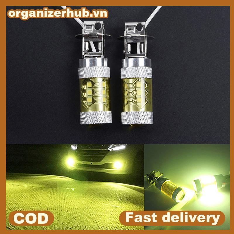 ORHUB 2 Đèn LED Sương Mù 12-24V H3 80W 16 Đèn LED Ô Tô SMD Màu Vàng Công Suất Cao.