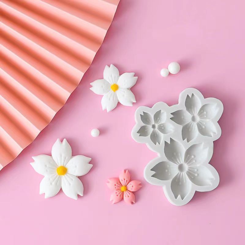 Hot Sale#[2968People Collection]3Sakura Mold Flower Shape Silicone Mold Fondant Chocolate Birthday C
