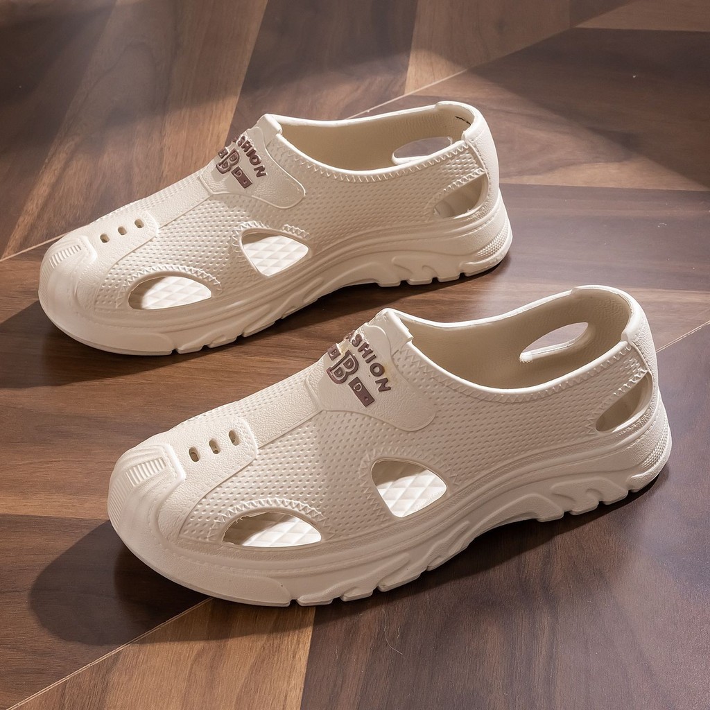 Giày Lỗ Nam Sinh Viên Đi Biển Giày Công Sở Thoáng Khí Mũi Che Phủ Giày Cặp Đôi Chống Trơn Trượt Trôi Giày