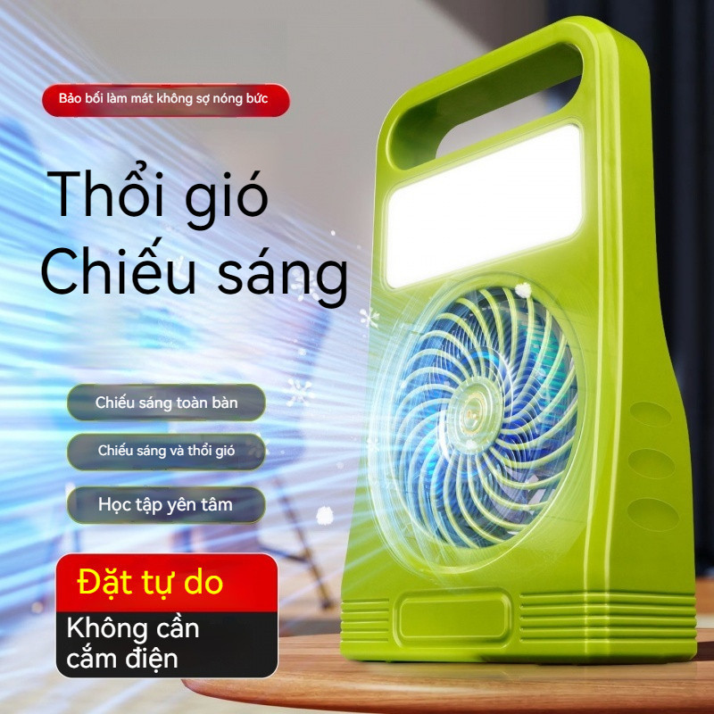 DJ03-DJ03-Quạt đèn chiếu sáng cắm trại ngoài trời hai trong một, có thể sạc lại
