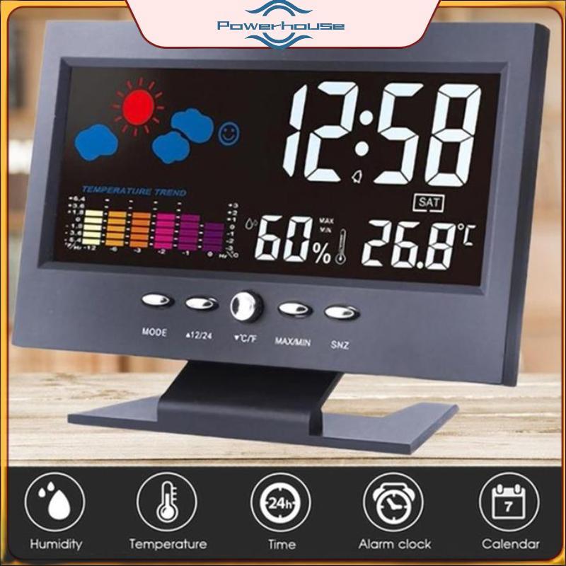 ĐIỆN Màn hình màu LCD Kỹ thuật số Balight Báo động báo động Clo Trạm dự báo thời tiết .