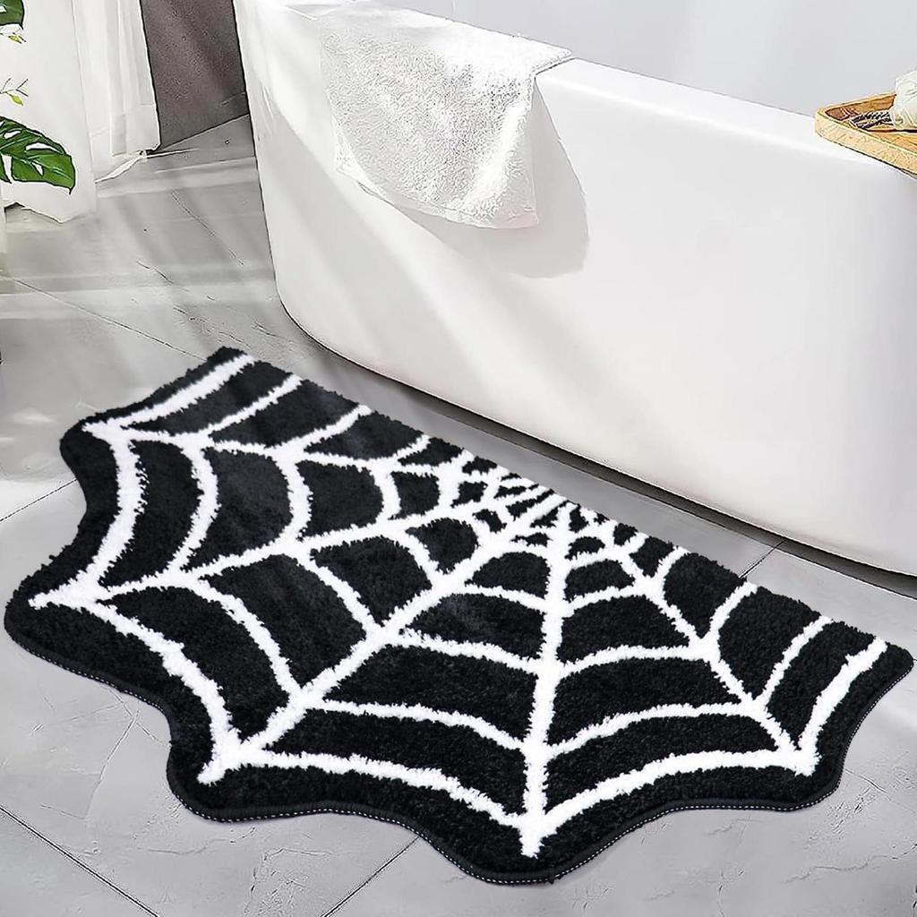 Gothic Bath Mat Spider Web Rug Bathroom Decor Bathtub Mats Halloween Decorations Home Decor for Indo