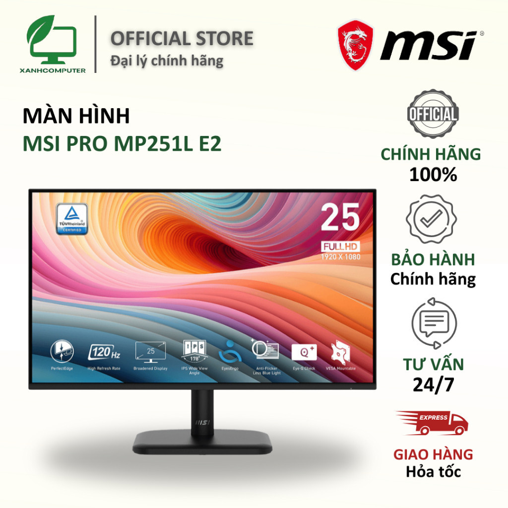 Màn Hình MSI PRO MP251L E2 ( 25inch /IPS/FHD/ 120Hz /1ms/Adaptive Sync/EyesErgo) - Hàng chính hãng