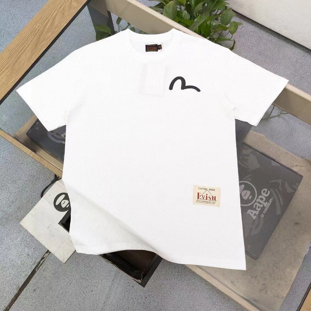 EVISU Áo Thun Nam Nữ Cặp Đôi Size Lớn, Phong Cách Đường Phố Chính Hãng