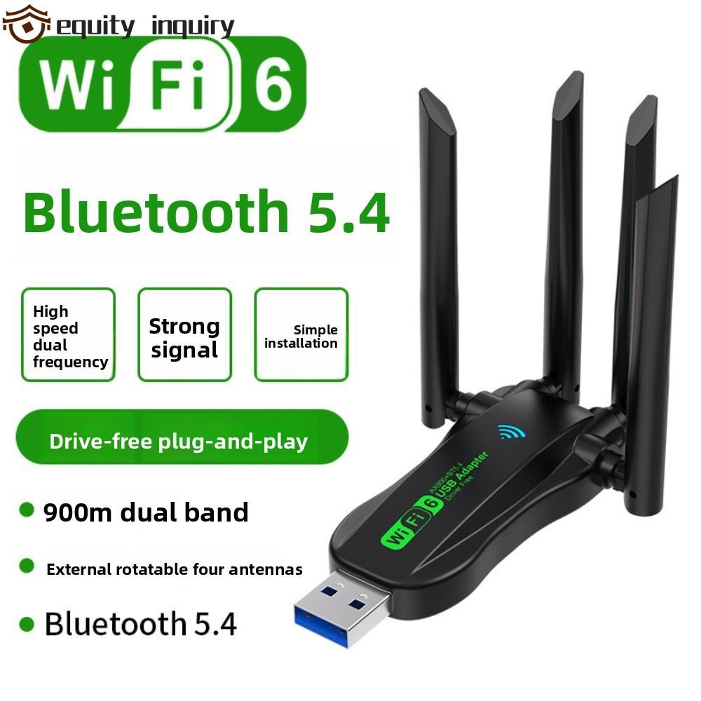 YÊU THÍCH YÊU THÍCH 900Mbps WiFi Dongle, Bộ chuyển đổi USB WiFi6 băng tần kép 2.4G / 5Ghz 4 Ăng-ten,