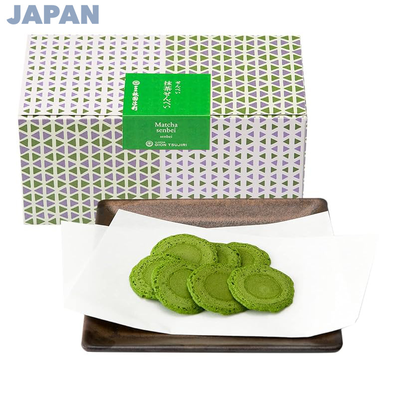 Gion Tsujiri Matcha Senbei 70g - Rich Matcha Snack, Sweets, Gifts, Kyoto Souvenir, Gift Box, Perfect