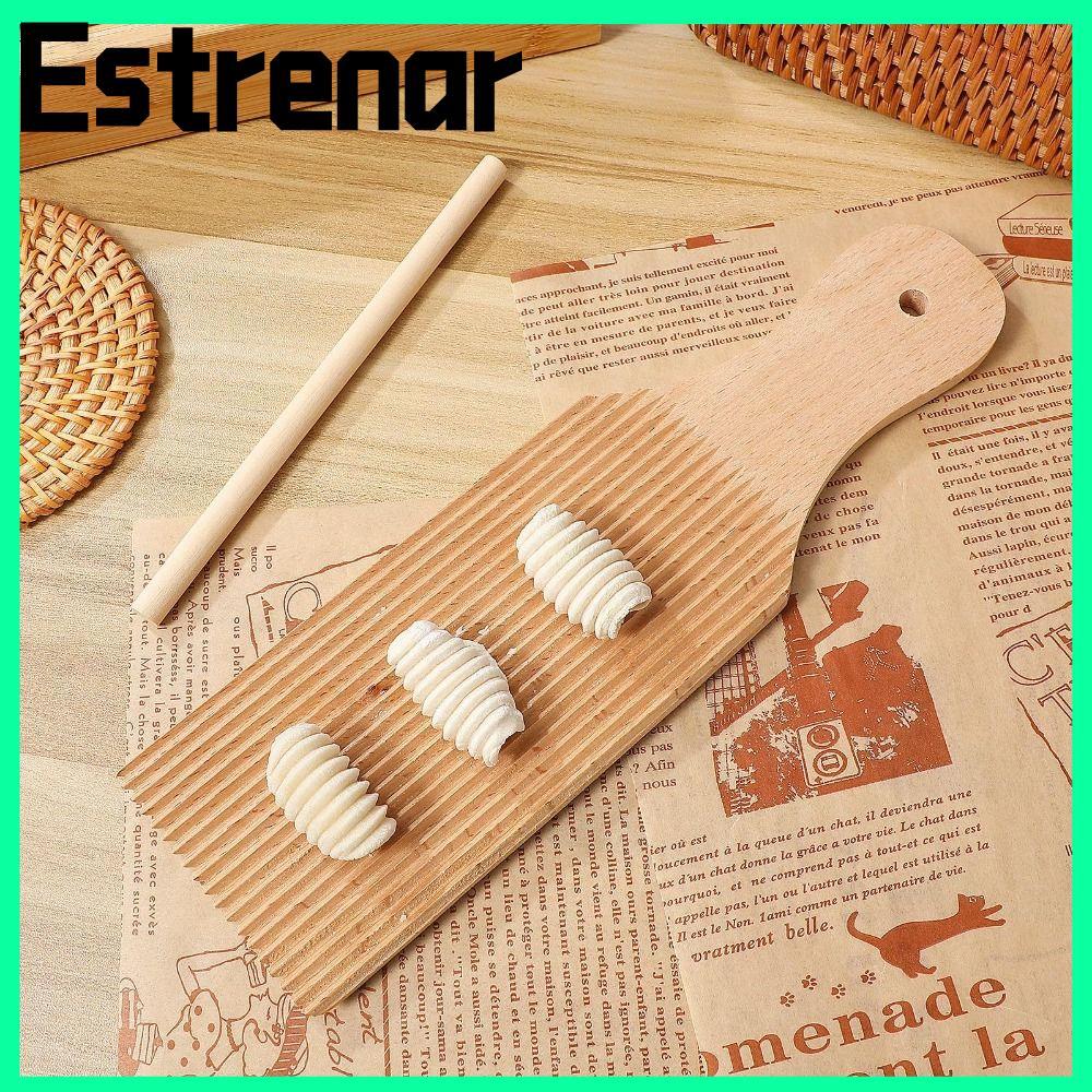 ESTRENAR Gnocchi Board, Gỗ sồi Slanted Board Garganelli Paddle, Tiện ích nhà bếp Chuyên nghiệp Chống