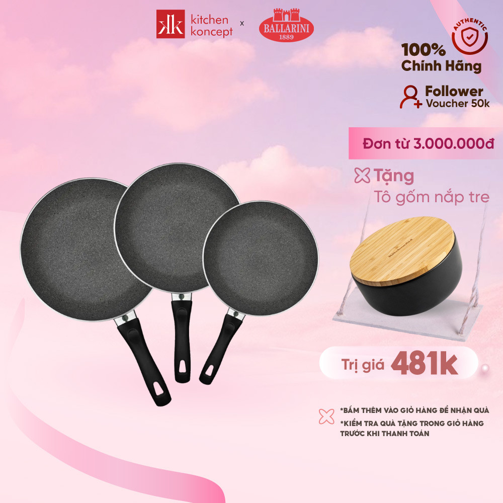 Chảo Chiên Chống Dính Ballarini Bologna Keravis/Granitium - Nhiều kích cỡ