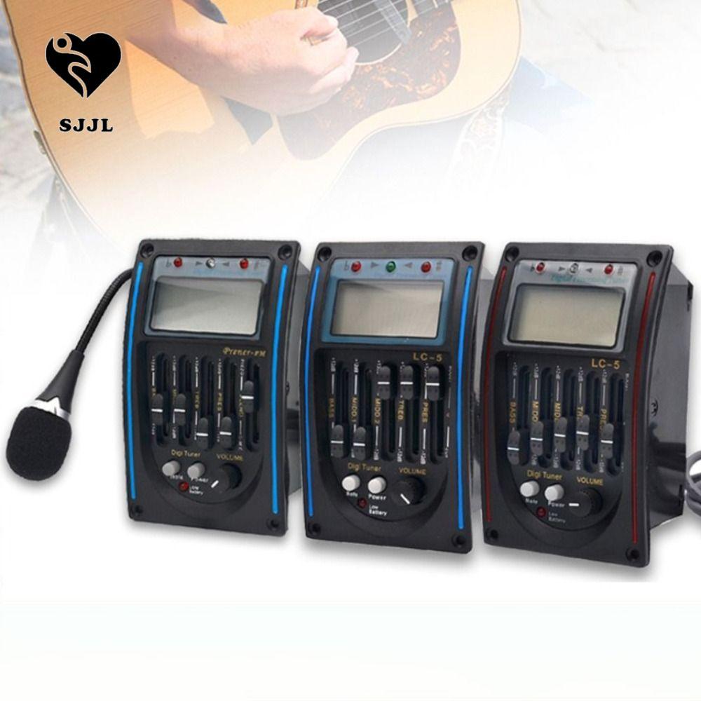 SJJL Band Acoustic Guitar Preamp, LC-5 / 4 EQ Equalizer Guitar Tuner System, Piezo Pickup Digital Bl