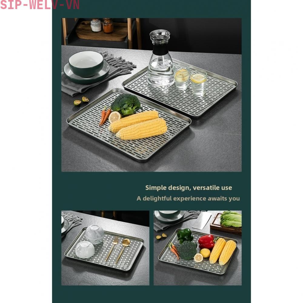 {WELV}304 Stainless Steel Tea Tray Thickened Drain Plate Modern Simple Square Kitchen