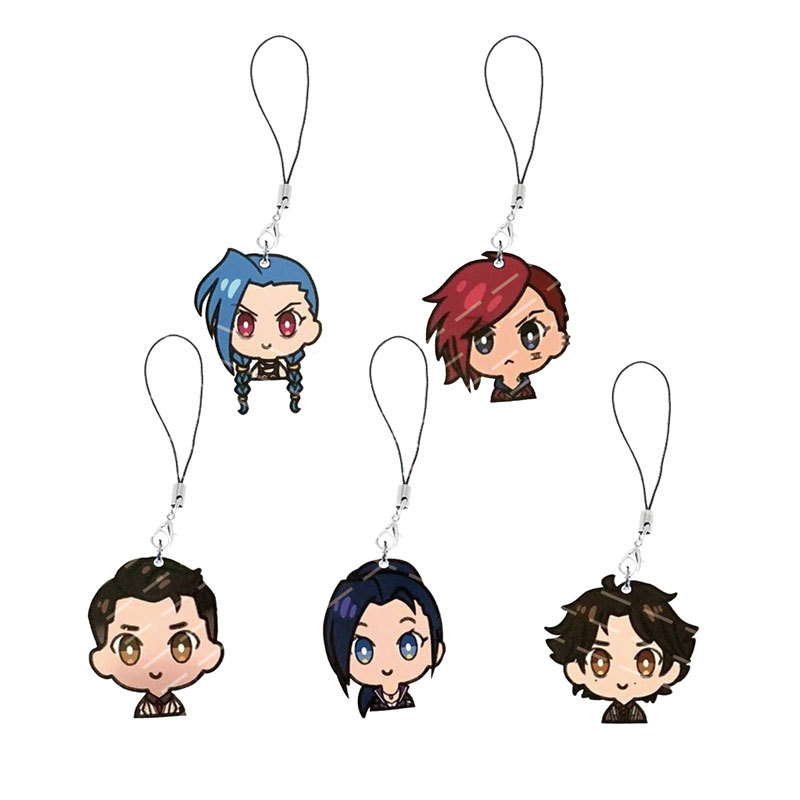 Acrylic Arcane Jinx Vi Caitlyn Ekko Viktor Mobile Phone Charms Arcane Small Pendant Phone Chain Key 