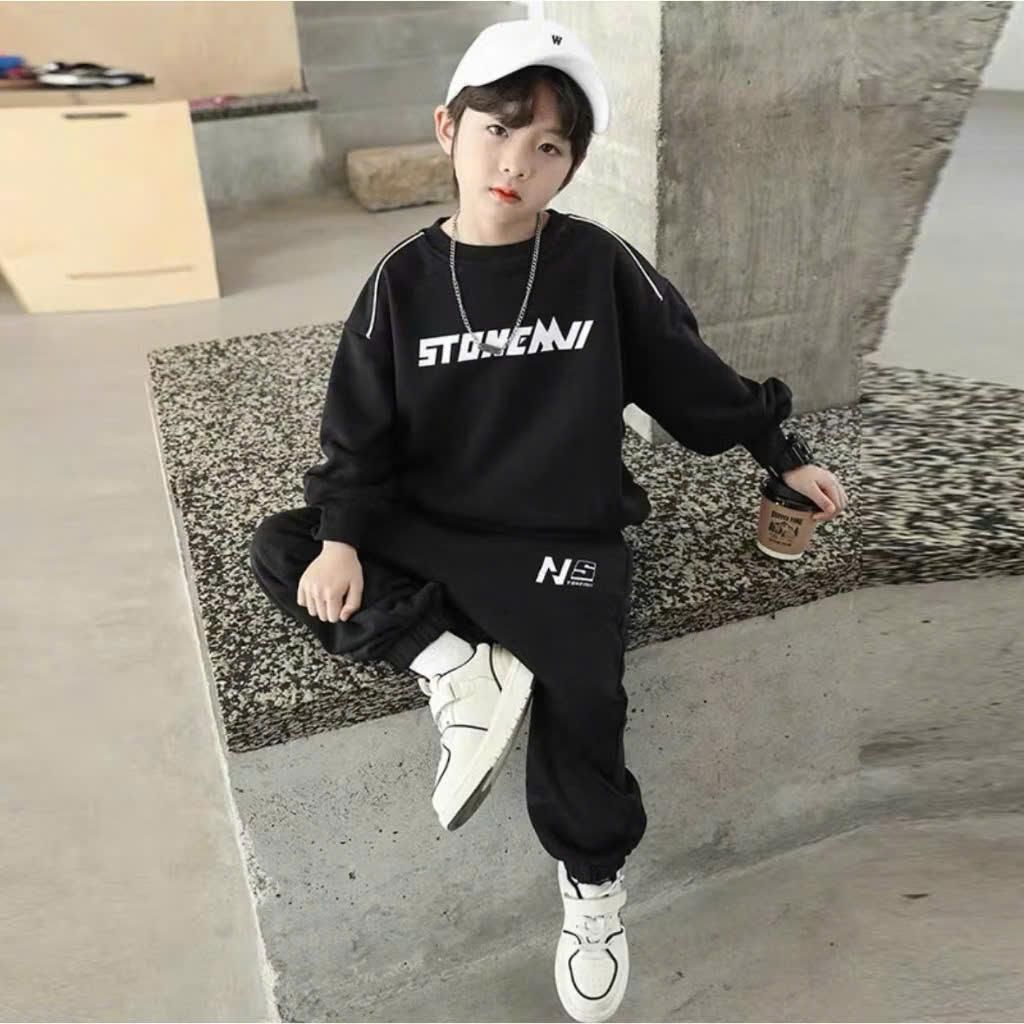 Bộ thu đông bé trai 17-45KG mẫu WEAR, chất da cá dày, may kĩ, đồ bộ dài tay WE6, thời trang năng độn