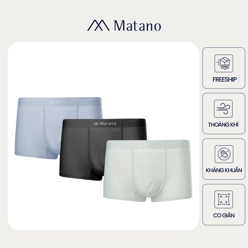[COMBO 3] Quần Lót Boxer Nam Lụa Băng Đục Lỗ Thoáng Khí MATANO QL067 chất liệu cao cấp, mềm mịn, nhẹ