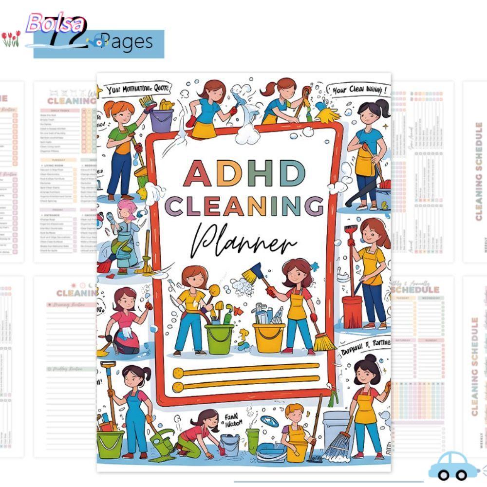 BOLSA Adhd Cleaning Planner, Home Chore Chart List Organizing Planner, Daily Daily Weekly Weekly Wee