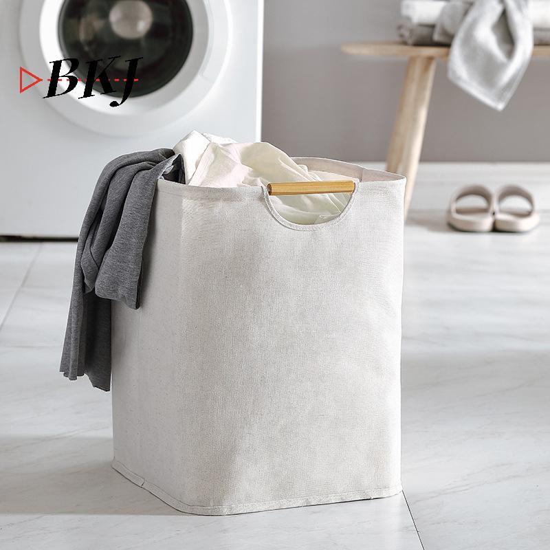 [KJ] Giỏ đựng đồ giặt chống thấm nước Vải lanh Cotton Giỏ đựng quần áo bẩn Túi đựng đồ Hamper [Mới]
