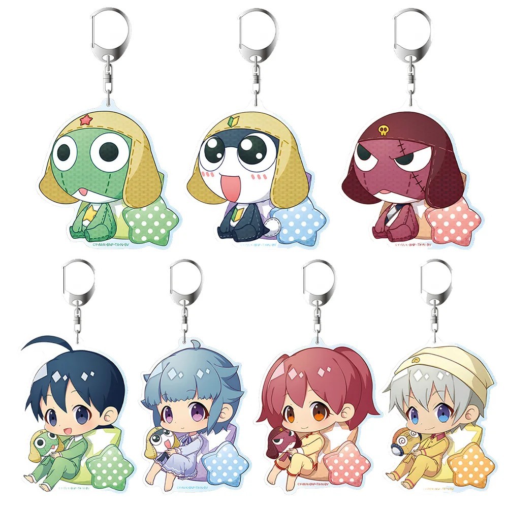 Móc khóa Keroro Gunso Sgt Frog mica trong suốt nhân vật Keroro Tamama Giroro Kululu Fuyuki Natsumi A