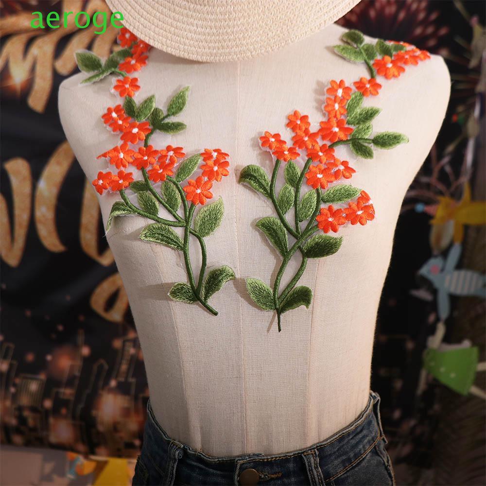 AEROGEM Bộ 2 Áo Quần Đính, Lá Xanh Vintage và Hoa Cúc Thêu, Miếng Dán May Tinh Tế