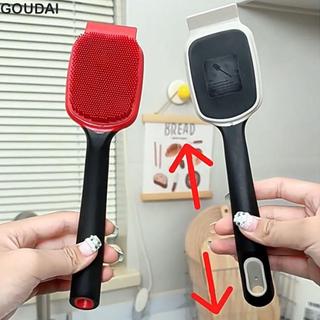 Bàn chải làm sạch bát đĩa GOUDAI, Bàn chải làm sạch nhà bếp bằng silicon chống gỉ, Tay cầm dài bền bỉ thân thiện với môi trường Bàn chải làm sạch nồi tiện lợi Dụng cụ nhà bếp