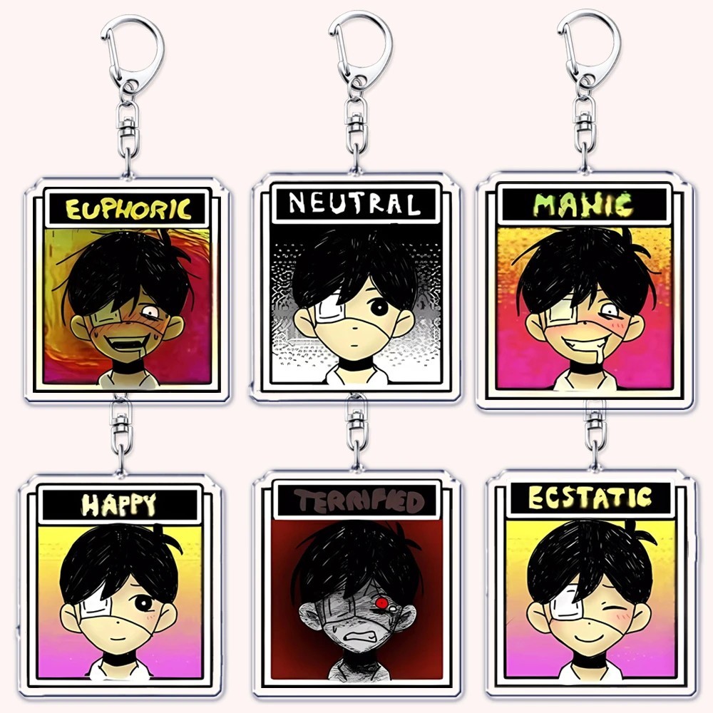 Móc khóa Game Omori Sunny hình cảm xúc Euphoric Manic Happy Terrified Neutral chất liệu Acrylic Mica