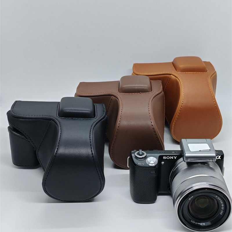 Thích hợp cho túi đựng máy ảnh Sony Nex 5N 5C 5R Bao da bảo vệ toàn diện Nex-5T với ống kính 18-55mm