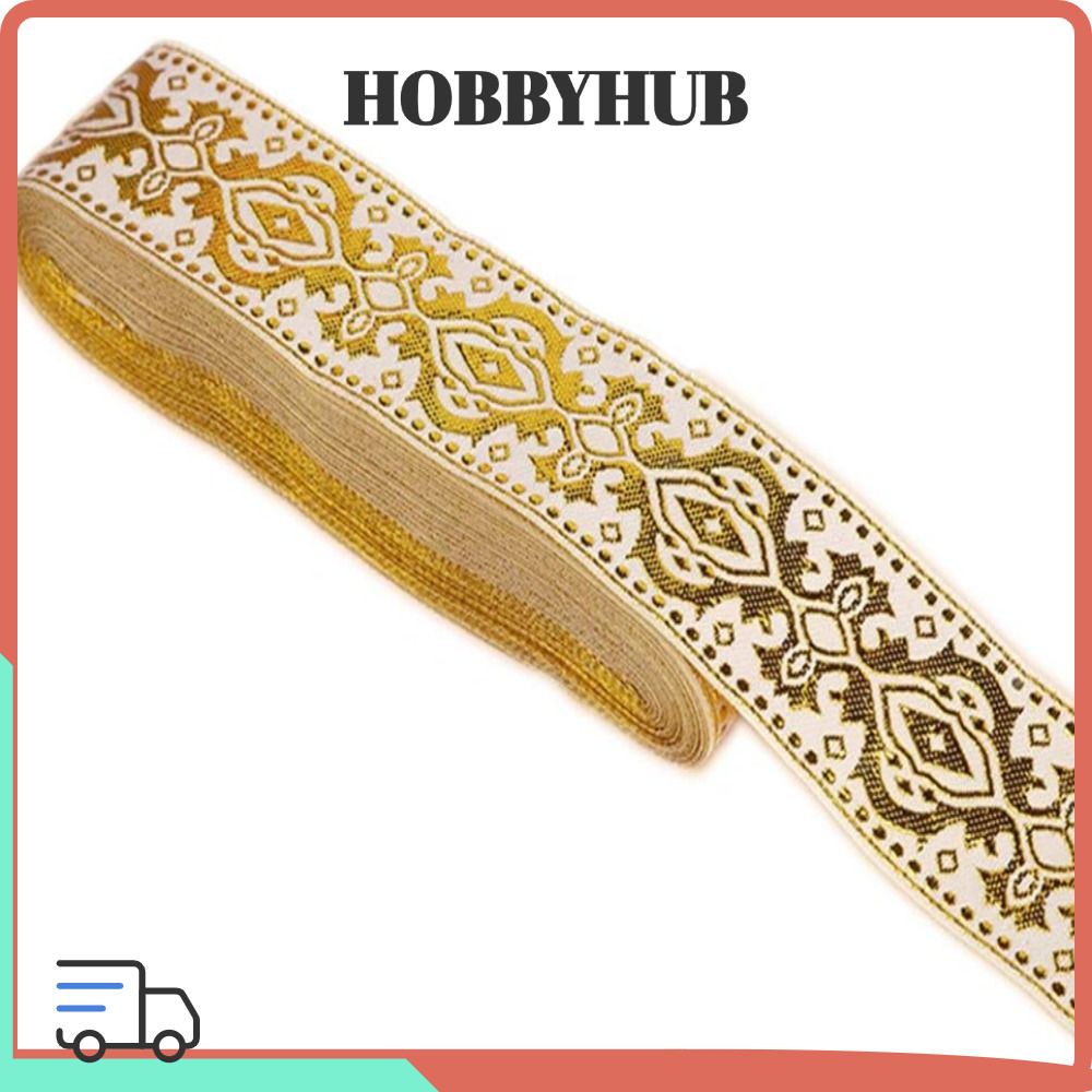 HOBBYHUB 7.6 Yards Fabri Ruy băng Vàng trắng để may quần áo DIY