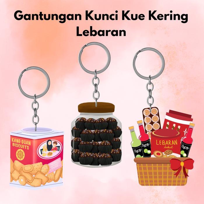 Gantungan Kunci Kue Kering Lebaran / Gantungan Kunci Akrilik Cetak 1/2 Sisi / Keychain Kue Kering Ak