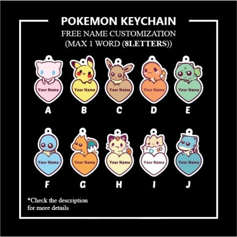 [SG FREE DELIVERY🚚]【Custom Pokemon acrylic keychain】Name BAG Hanger/Name PRINTING BAG TAG/CUSTOM Nam