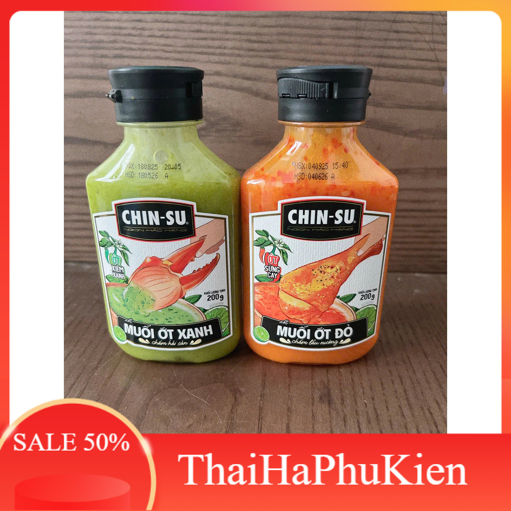 Xốt Muối Chấm Ớt Xanh / Ớt Đỏ Chinsu 200g
