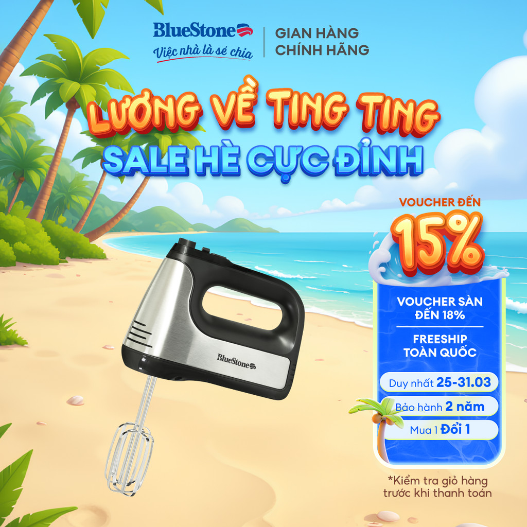 Máy Đánh Trứng BlueStone HMB-6336 400W - 5 Tốc Độ, Đánh Bột & Trứng Mạnh Mẽ - Bảo Hành 2 Năm