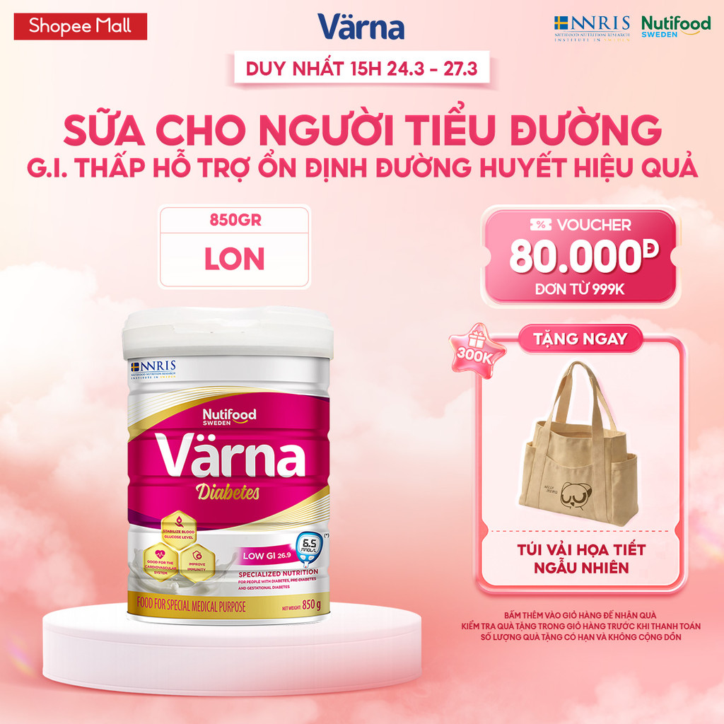 Sữa Bột Cho Người Tiểu Đường Diabetes Lon 850g - GI Thấp Ổn Định Đường Huyết