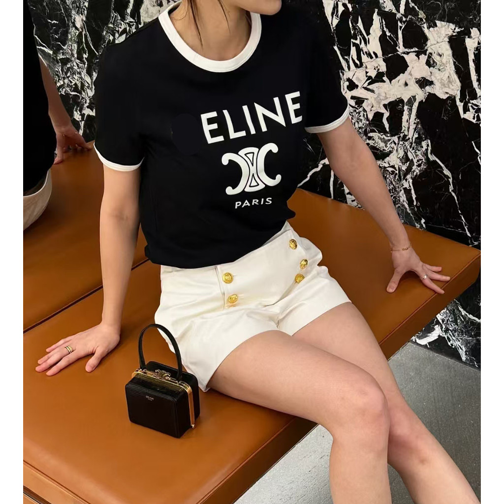 1ORL CEL# Summer New Letters logo Printed Short Sleeve T Women's loose-fitting versatile base shirt