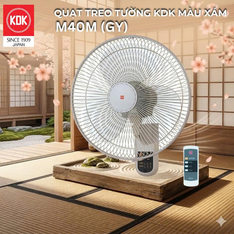 Quạt Nhật treo tường KDK M40M (GY) màu Xám - Bảo hành Chính hãng 2 năm