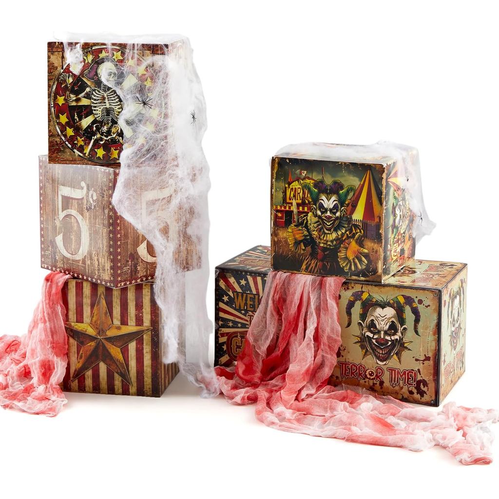 8 Chiếc Lớn Halloween Kinh Dị Lễ Hội Trang Trí Xiếc Hộp Chú Hề Gạc Máu Mạng Nhện Kinh Dị Ngoài Trời 
