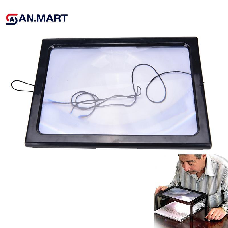 AN.MART Large A4 Page Hands Free 3x Kính lúp có đèn LED đọc sách, MY