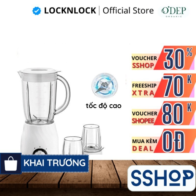 Máy xay sinh tố đa năng LocknLock 1.2L Chính hãng 3 cối 350W EJM462 có thể xay hạt khô, xay thịt - S