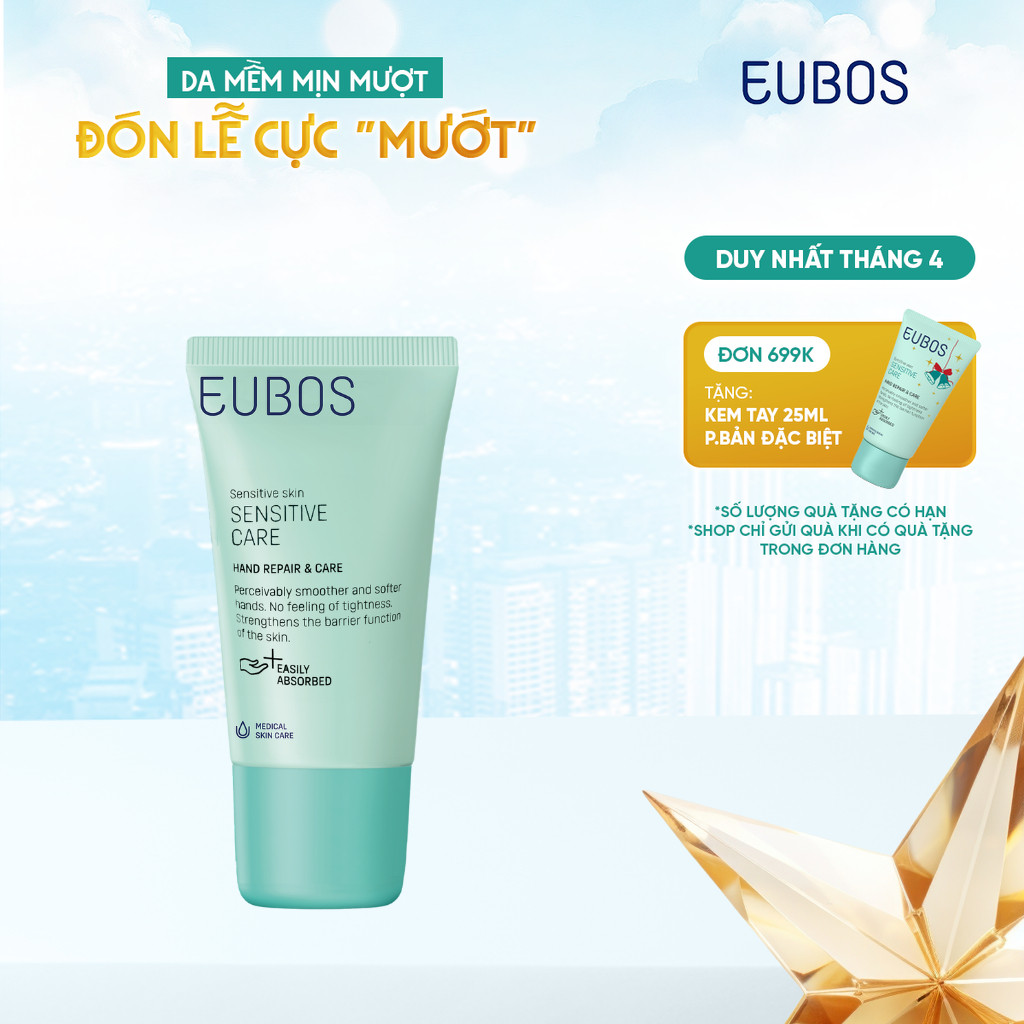 Kem Dưỡng Da Tay và Móng EUBOS Giúp Bảo Vệ Da Mềm Mịn, Dưỡng Ẩm Không Gây Nhờn Rít, Phục Hồi Da Tay