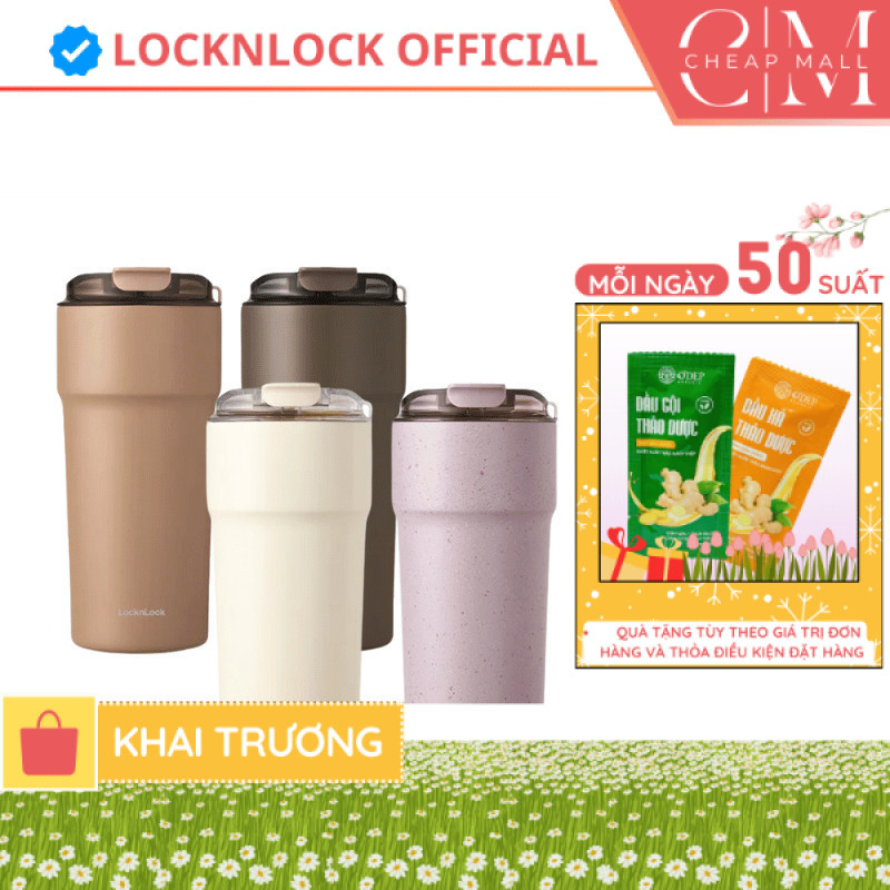 Ly giữ nhiệt phủ sứ LocknLock 650ml, Chính hãng, bằng thép không gỉ 304 Metro Cafe Tumbler LHC4359 -
