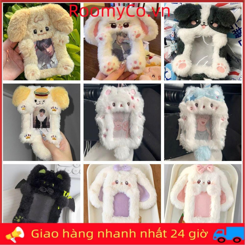 ROOMYCO Photocard, Thỏ / Chó / Mèo Hộp Đựng Thẻ Ảnh Đa Năng, Hoạt Hình Sang Trọng Thỏ Tai To / Borde