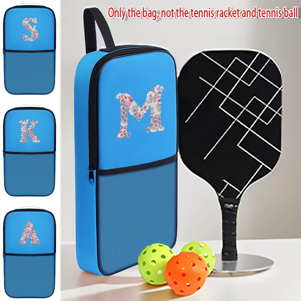 Durable Sports Bag Blue Nylon Pickleball Bag Waterproof Table Tennis Bag Rose Flower Series