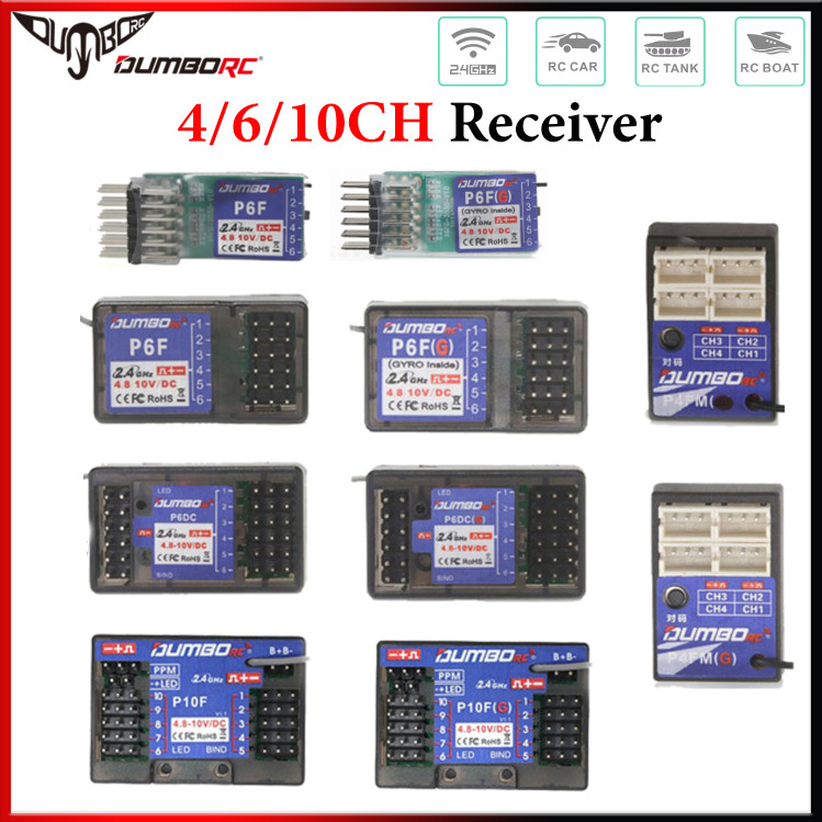 DUMBORC 4 / 6 / 10CH Mini P6F P6FFG P6DC P6DCG P10FG P4FMG 2.4G Bộ Thu Con Quay Hồi Chuyển Cho X6 X4