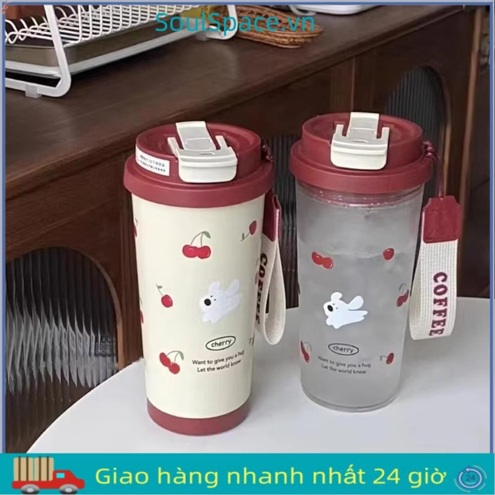 Cốc Nước SOULSPACE, Bình Nước 550ml Chống Rò Rỉ, Dây Mang Dễ Thương Uống Đôi Dung Tích Lớn Cốc Cà Phê Sinh Viên