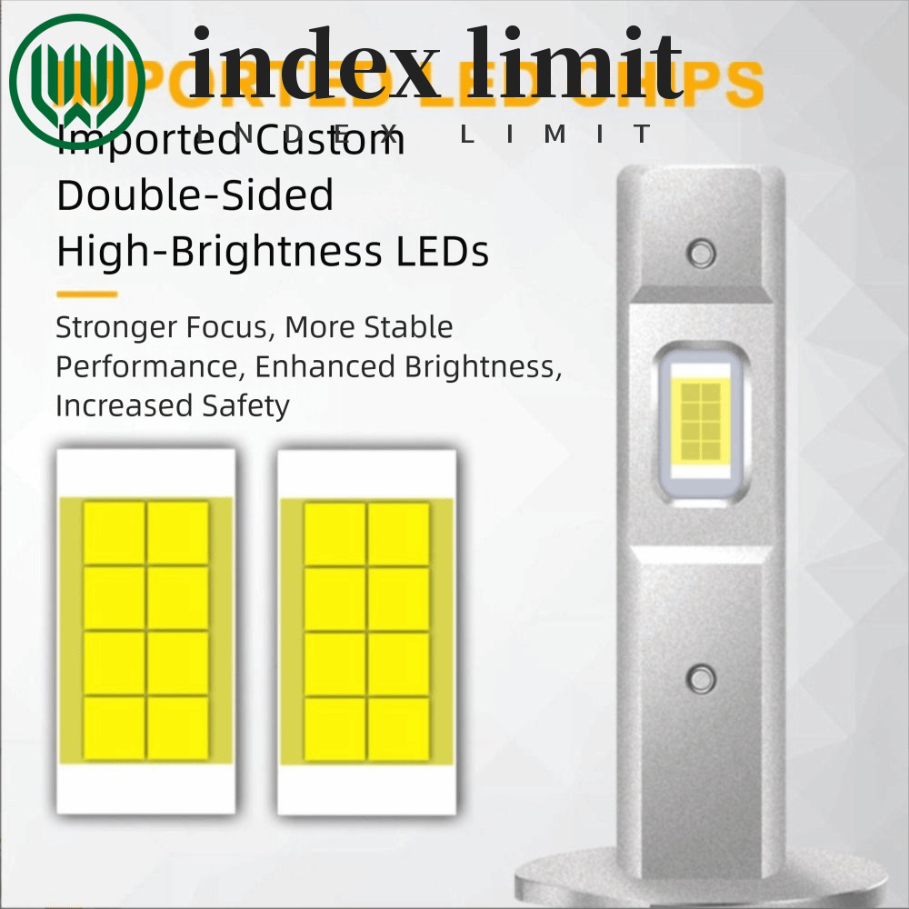 Đèn pha LED GIỚI HẠN INDEX, Bóng đèn pha H1 siêu sáng màu bạc nhôm, phích cắm siêu mạnh Kích thước n