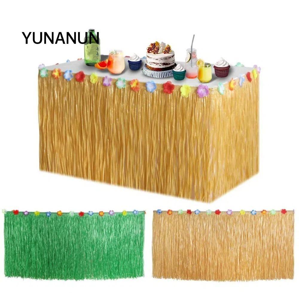 Váy bàn rơm YUNAUN, Váy bàn cỏ trang trí tiệc màu rơm, Tiệc Hawaii theo chủ đề Hawaii Váy bàn Hawaii