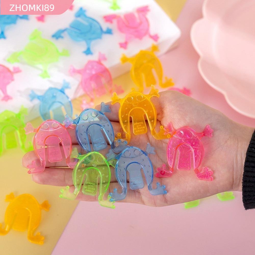 ZHOMKI89 Đồ chơi vui nhộn, Ếch nhảy ngẫu nhiên màu sắc trong suốt / rắn, Đồ chơi ếch nảy bằng nhựa v