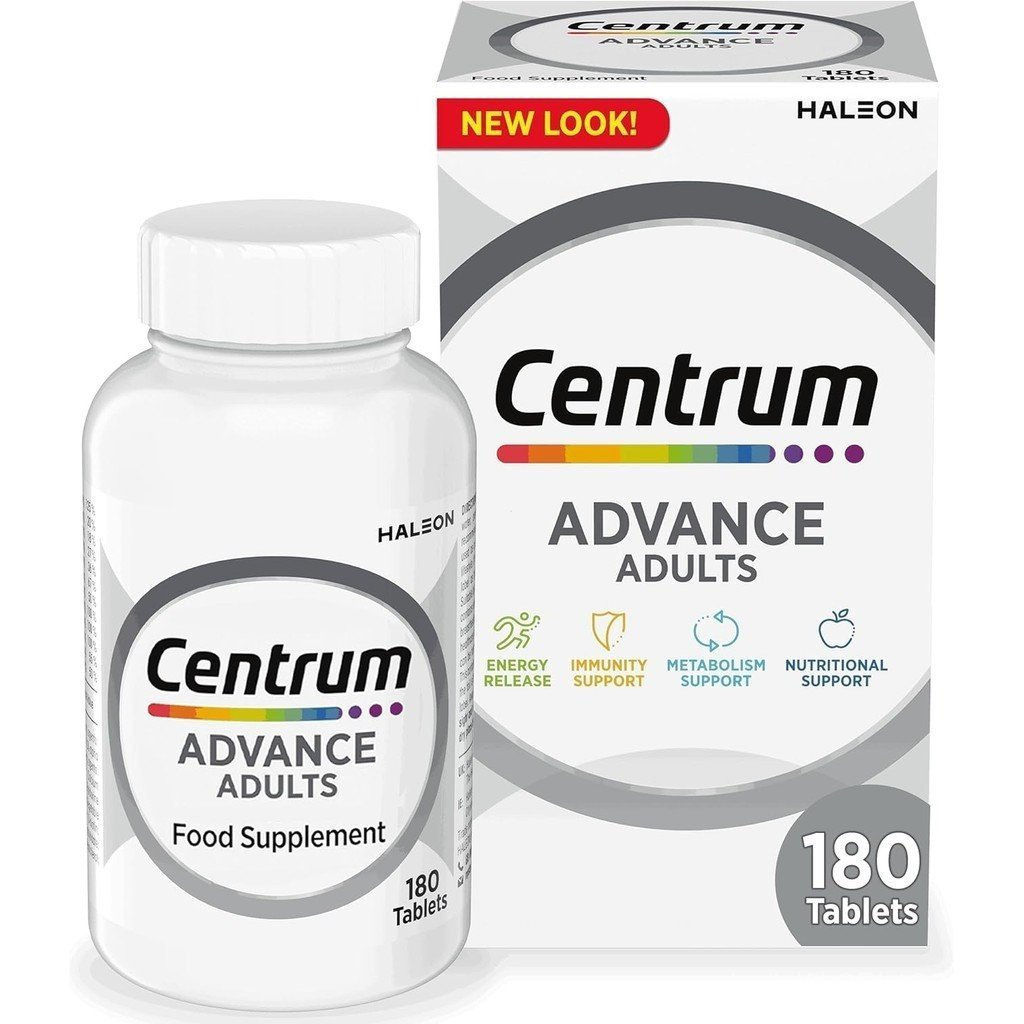 Centrum Advance Multivitamin & Mineral Supplemen, 24 nutrien penting termasuk vitamin D, C, Kalsium,