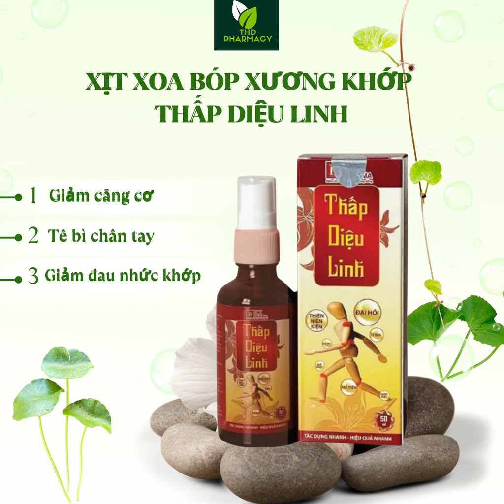Xịt giảm đau mỏi gân cơ Thấp Diệu Linh – giảm đau nhức xương khớp, căng cơ, tê bì chân tay mệt mỏi