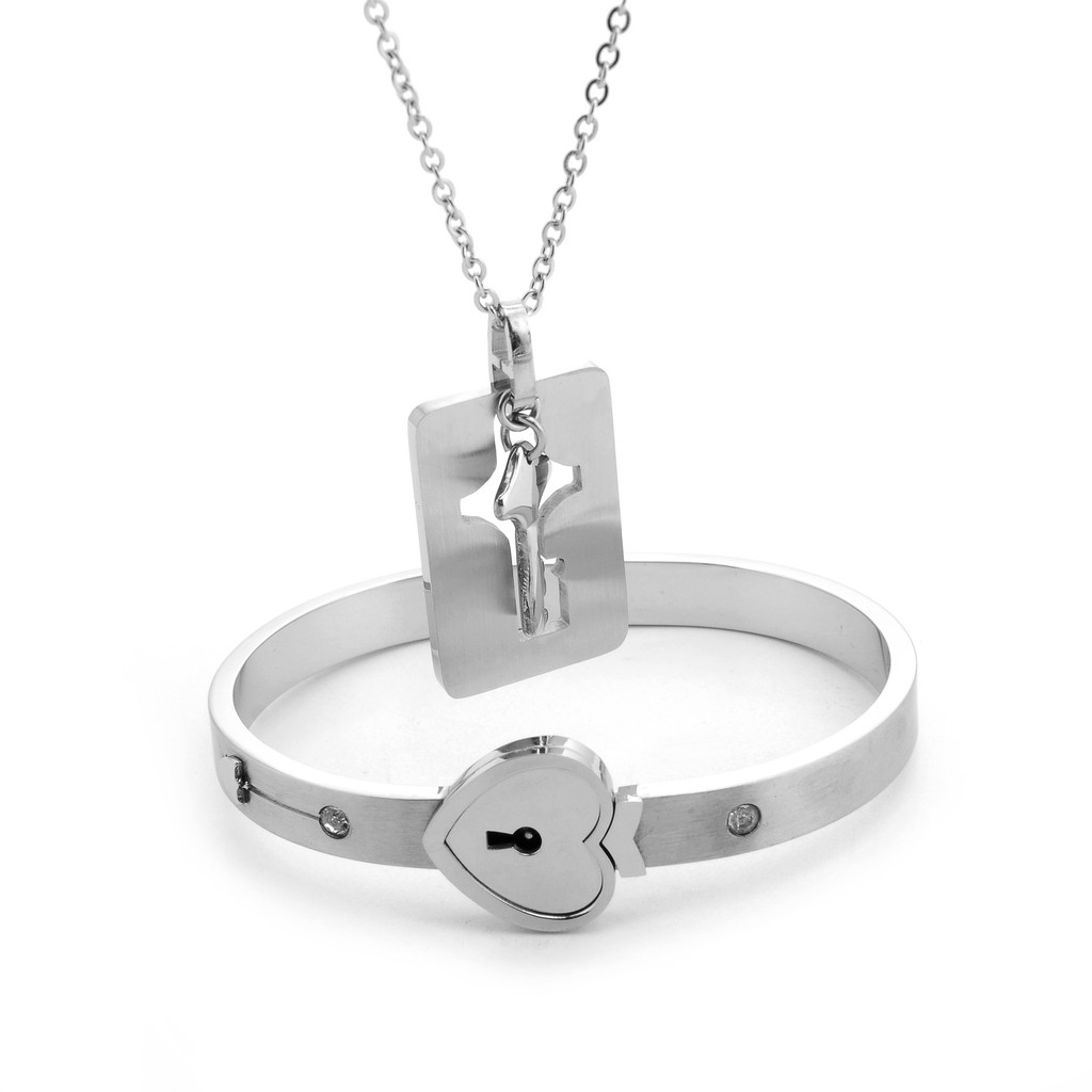 Spot Goods#Stainless Steel Bracelet Necklace Titanium Steel Rose Gold Bracelet Diamond Bracelet Jewe