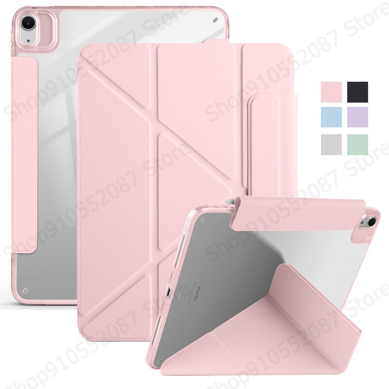 Funda Cho iPad Air 11 Ốp Lưng Thông Minh Gấp Da Acrylic Trong Suốt Cứng Từ Tính Cho Coque iPad Air 5